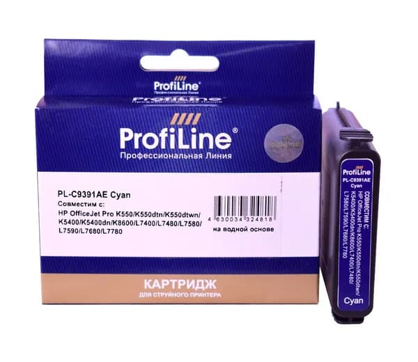 Картридж для струйного принтера HP 88 C9391AE ProfiLine для HP OfficeJet Pro-K550/K5400/K8600/L7400/L7480/L7580 и др., цвет голубой