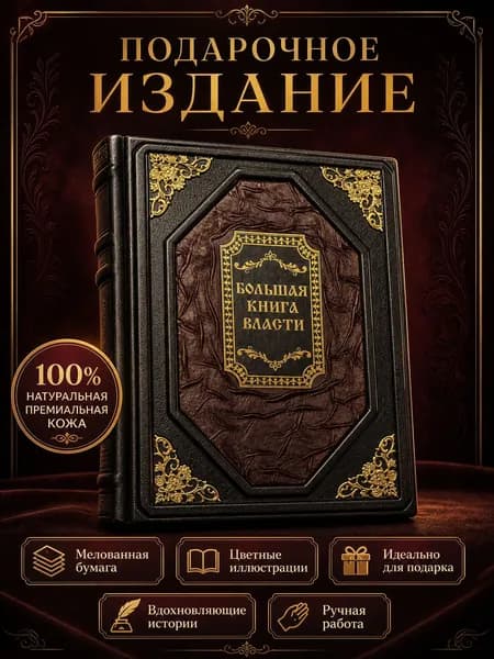 Подарочная книга Большая книга власти в кожаном переплете ручной работы эксклюзивное издание с цветными иллюстрациями на мелованной бумаге | Аристотель, Макиавелли Никколо