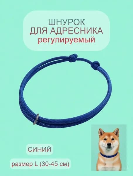 Шнурок-ошейник для адресника L (30-45 см) Синий