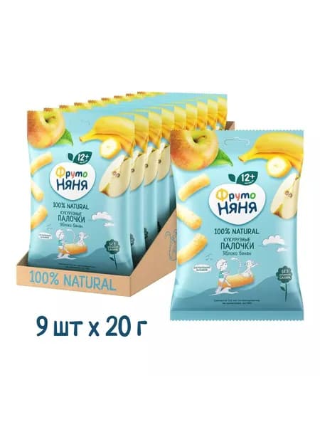 Палочки ФрутоНяня кукурузные яблоко-банан с 12 месяцев 20 г 9 шт