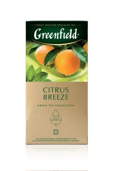 Чай в пакетиках зеленый Greenfield Citrus Breeze (Цитрус Бриз), 25 пак. Сицилийский цитрус, Мята