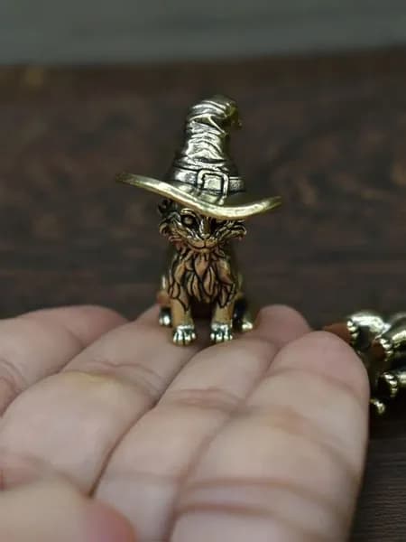 Магическая кошка латунная статуэтка, статуэтка животных, праздничный подарок
