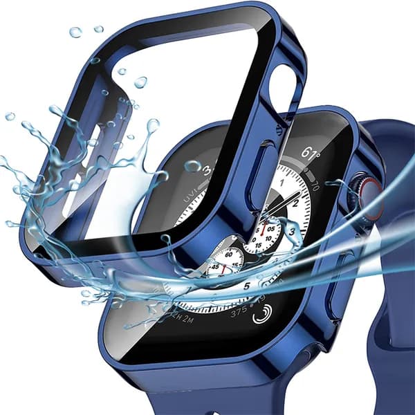 Чехол на умные часы Apple Watch 44мм, Чехол для Apple watch series 4 5 6/SE, Противоударный тонкий бампер с защитой от повреждений, грязи и отпечатков,Гальваническая оболочка + закаленная пленка