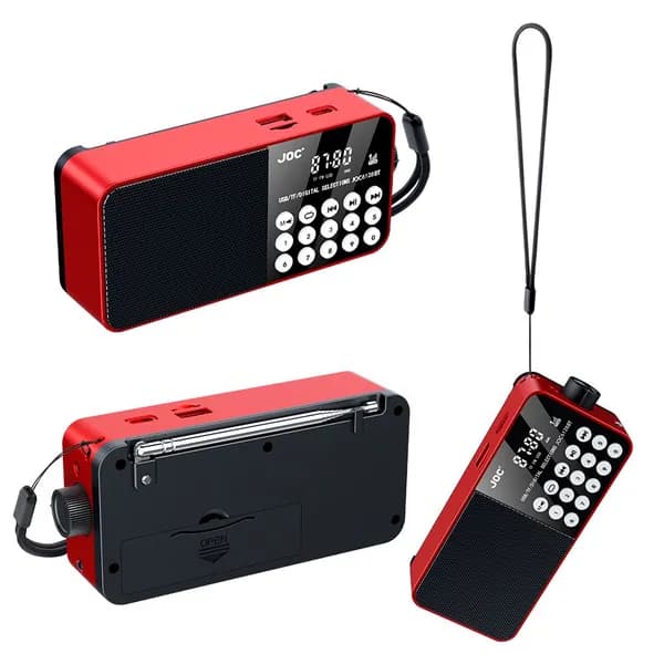 Магнитола FM-радио Светодиодный цифровой дисплей USB-накопитель Стерео MP3-плеер, 5 Вт, серый
