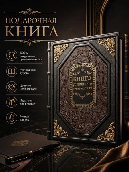 Подарочная книга Книга успешного руководителя, в кожаном переплете ручной работы, премиальное бизнес-издание с цветными иллюстрациями | Кодзова С. З.