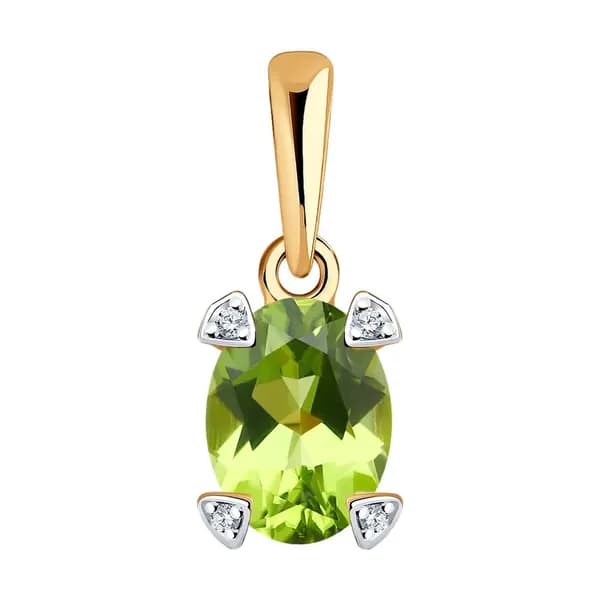 Золотая подвеска DIAMANT-ONLINE с фианитом и хризолитом 585 пробы