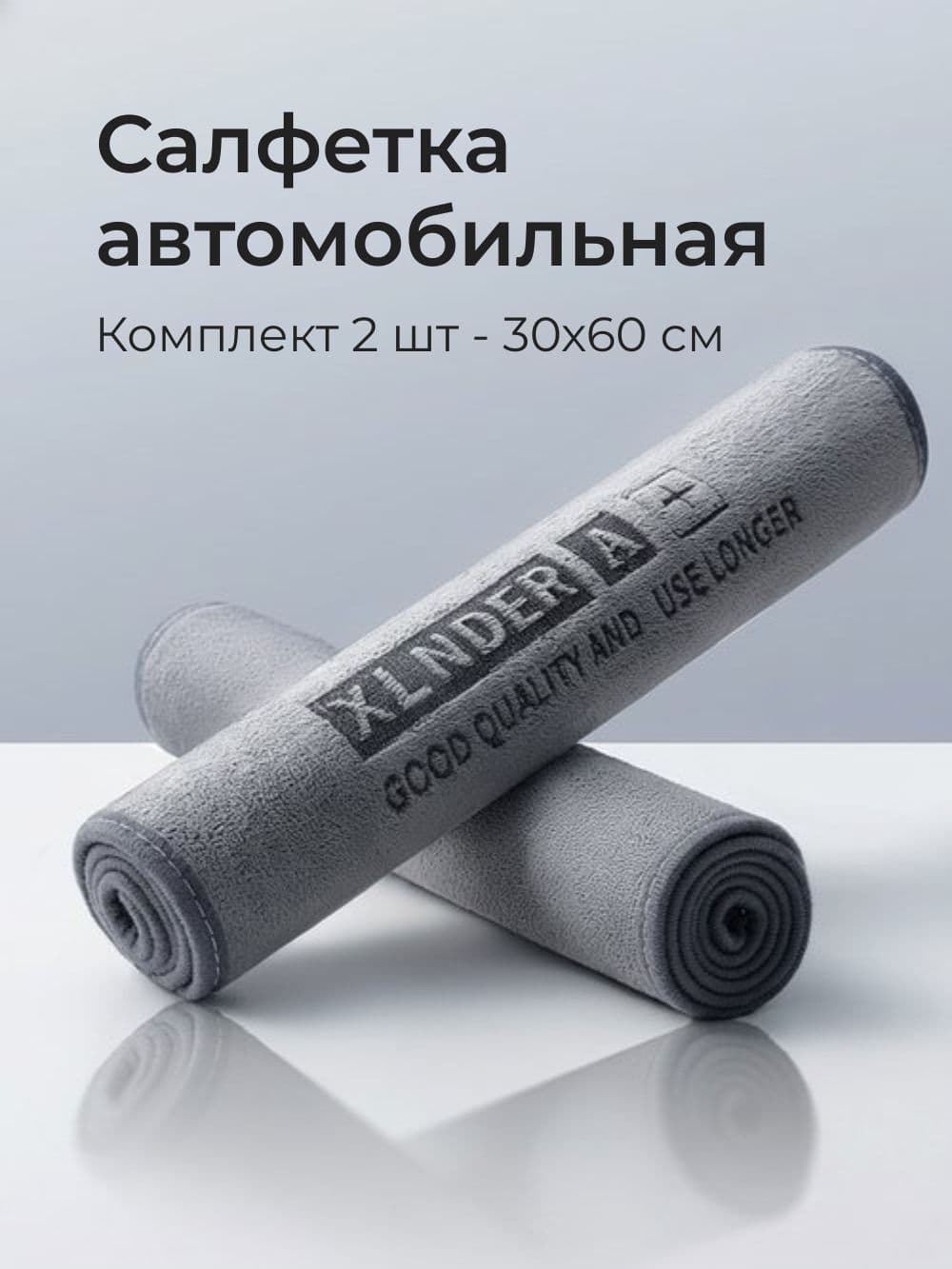 Салфетка автомобильная, микрофибра, тряпка для автомобиля, 60х30 см, 2 шт.