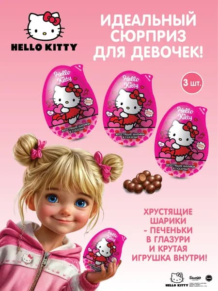 Большое яйцо с шоколадными печеньками с сюрпризом от Китти