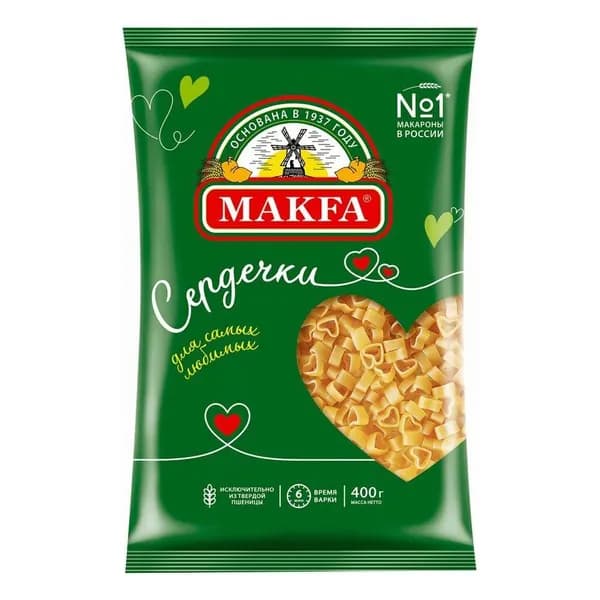 Makfa Макароны Сердечки 400 гр, 1 уп
