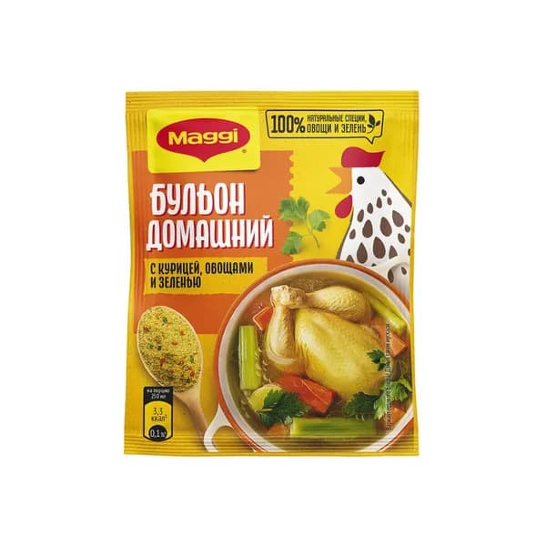 Бульон МАГГИ Домашний, с курицей, овощами и зеленью, 75г