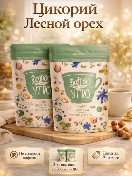 Цикорий растворимый натуральный Лесной орех "Доброе утро" 160 грамм