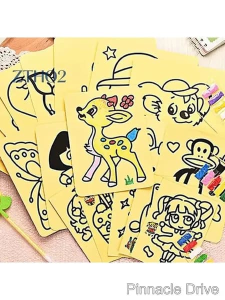 Набор для песочной живописи, детский DIY, 10 листов с желтой основой и цветным песком