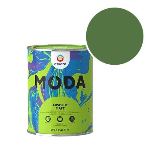 Краска моющаяся Eskaro Moda Absolut Matt RAL 6010 (Травяной зеленый - Grass green) 0,9 л