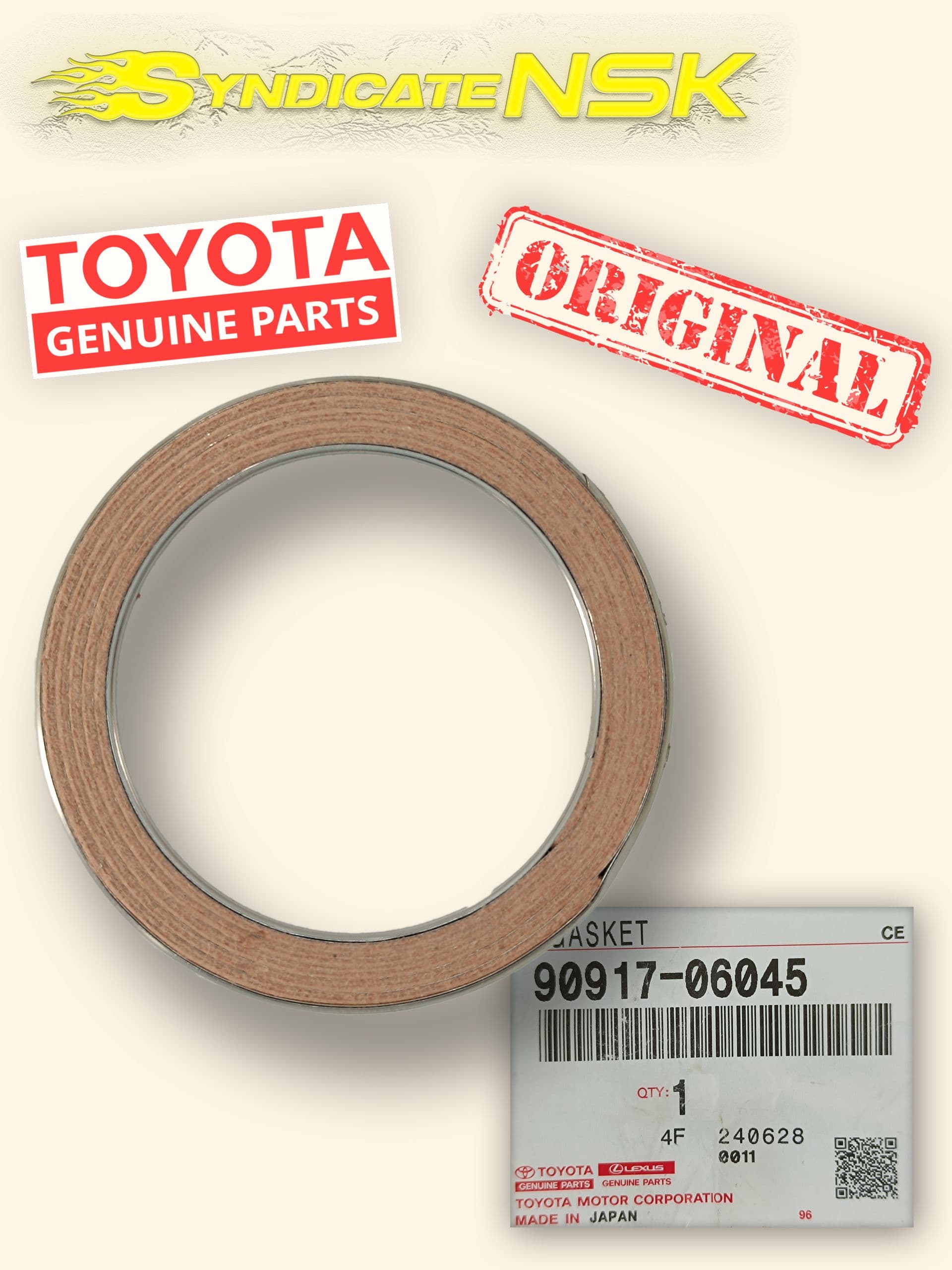 (ОРИГИНАЛ TOYOTA) Прокладка выхлопной системы 49*64*5, 90917-06045