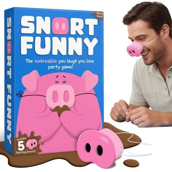 Игра для вечеринки Snort Funny: пятачки и карточки вызовов