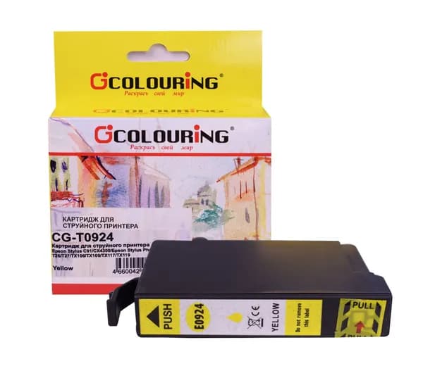 Картридж для струйного принтера T0924 Colouring для принтеров Epson Stylus T26/T27/C91/TX106/TX109 и др., цвет желтый
