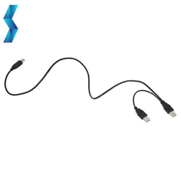 (A J Q K) Двойной штекер USB 2.0 к стандартному кабелю B Male Y 80 см совместим с принтера, сканера и внешнего жесткого диска