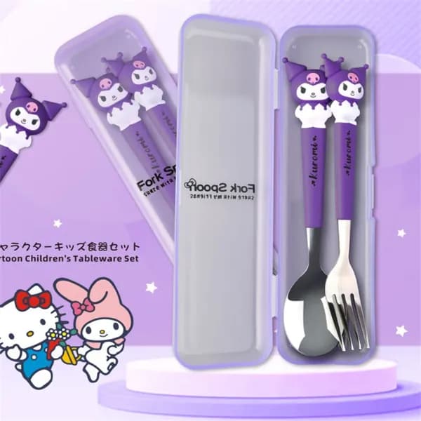 Детская посуда, посуда Sanrio Hello Kitty Melody Kuromi с силиконовой ручкой