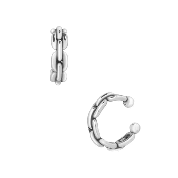 Серебряный каприз, моносерьга кафф серебро 925, цепь
