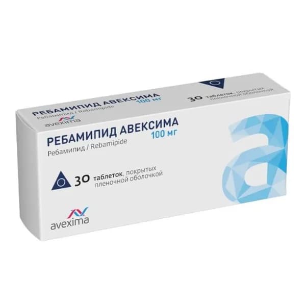 Ребамипид, таблетки покрыт. плен. об. 100 мг, 30 шт.