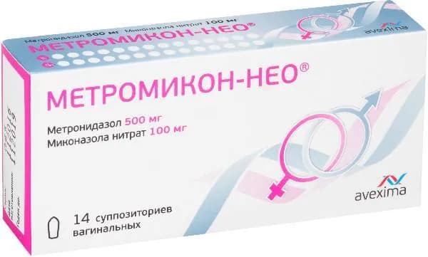 Метромикон-Нео, суппозитории вагинальные 500 мг+100 мг, 14 шт.