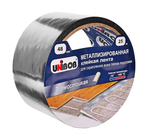 Лента клейкая UNIBOB металлизированная для скрепления подложек 48мм х 25м
