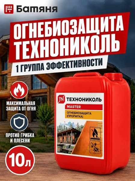Огнебиозащита ТЕХНОНИКОЛЬ для дерева, огнезащитная пропитка, антисептик для древесины, 10 л