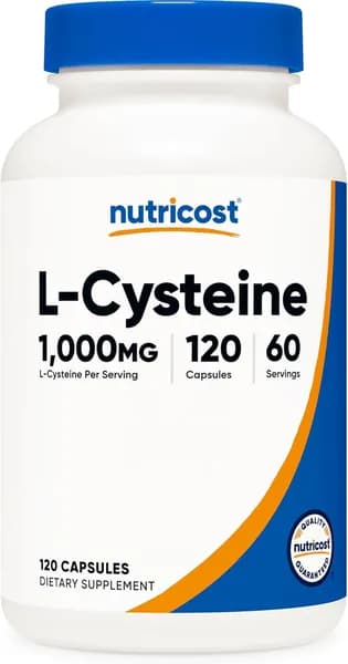 Nutricost L-цистеин 1000 мг, 120 капсул - без ГМО, добавки без глютена, 500 мг на капсулу