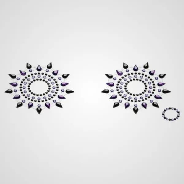 MYSTIM Breast & Pubic Jewelry Crystal Stiker Набор стикеров Breast & Pubic Jewelry Crystal Stiker черный + фиолетовый 2 шт