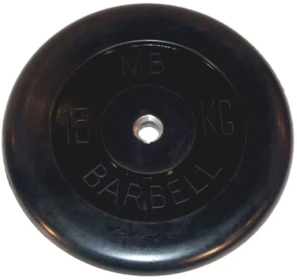 Диск MB Barbell для штанги и гантелей 15 кг, с металлической втулкой, посадочный диаметр 26 мм