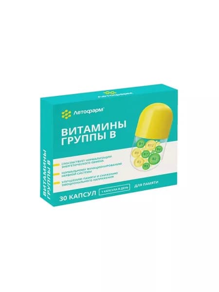 ЛЕТОФАРМ Витамины группы В, 30 капсул по 0,36г