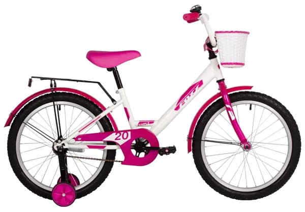 Велосипед для девочки FOXX 20" SIMPLE белый, сталь, тормоз ножной, крылья, багажник, защ.цепи, передняя корз