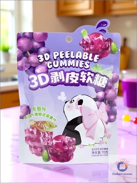 Мармелад желейный, Красный Виноград, 3D- фрукты, 70г
