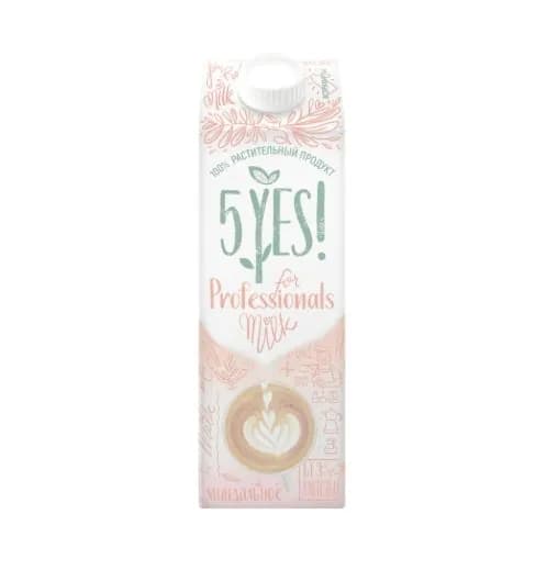 Напиток миндальный 5YES! for Professionals, ультрапастеризованный, без сахара, 1 л, упаковка 6 шт.