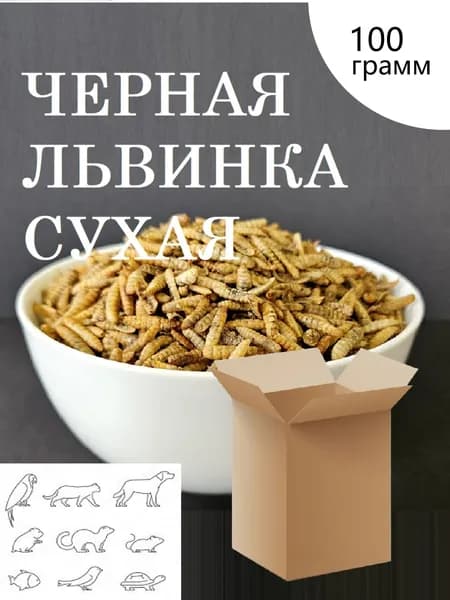Черная львинка сухая для птиц, рептилий, грызунов, рыбы. Натуральная полезная кормовая