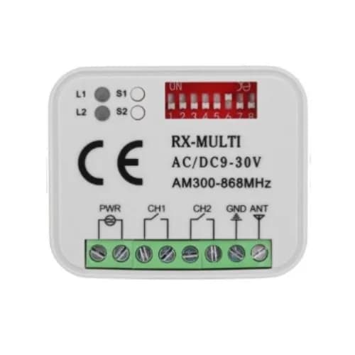 Радиоприемник RX-MULTI, частота 300-868 MHz, мультичастотный универсальный 2-канальный для ворот и шлагбаумов .
