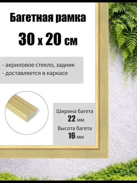 Рамка багетная для картин со стеклом 30 x 20 см, РБ-242