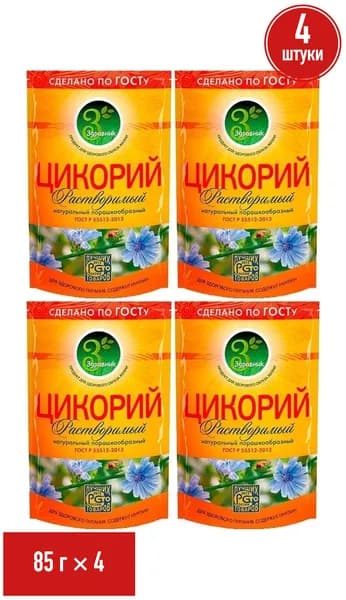 Цикорий Здравник растворимый 85 г, набор: 4 штуки