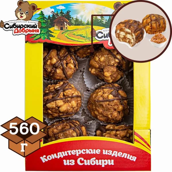 Пирожные песочные ЧУДНЫЙ КРУИЗ муравейник, 560 г / мишка в малиннике / Сибирский добрыня