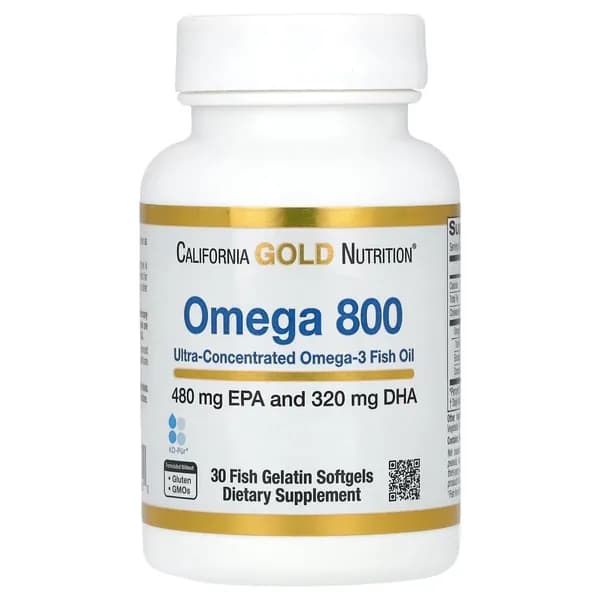 Омега 3 Высокой концентрации California Gold Nutrition Рыбий жир 1000 мг., 30 капсул