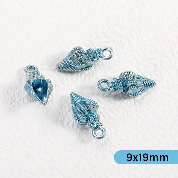 Кулоны-конхи из сплава, морские подвески для бижутерии и брелоков 9*19mm 5шт светло-синий