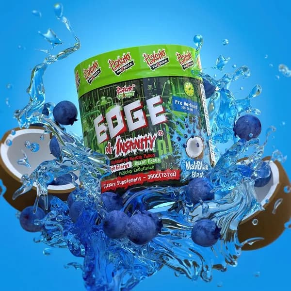 EDGE of Insanity Psycho Pharma MaliBlue Blast Предтренировочный комплекс 360 гр 25 порций США