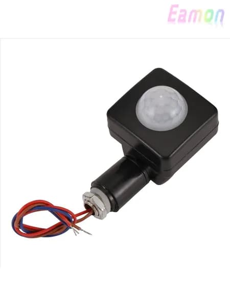 Инфракрасный датчик движения 220V, "PIR" для прожектора/светильника, регулируемый угол 180 , водонепроницаемый, чёрный.