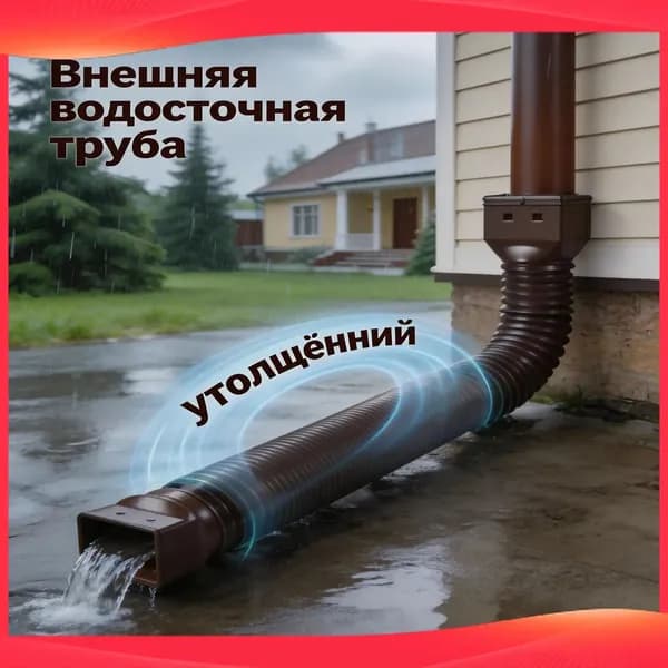 Водосточная труба, удлинитель для дренажа из коричневого пластика квадратной формы, подходит для дренажа или удлинения гибких трубопроводных систем