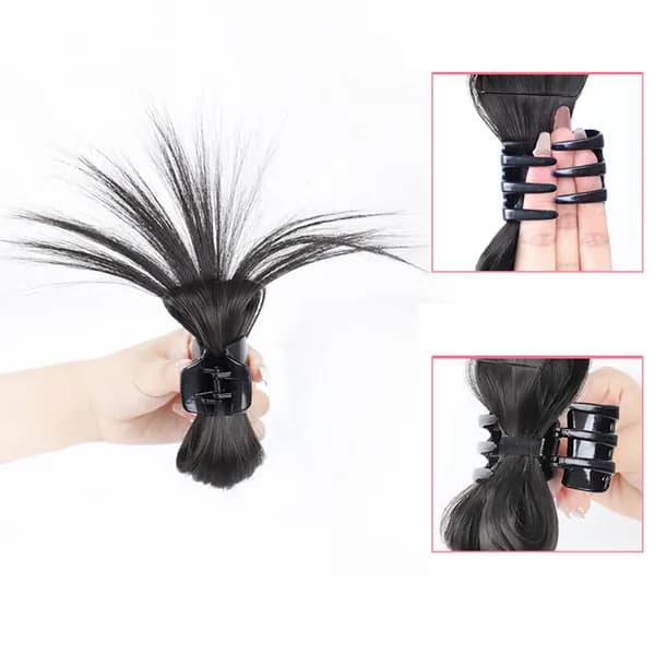 Женские заколки для волос с накладными прядями, ленивый высокий хвост, натуральный черный
