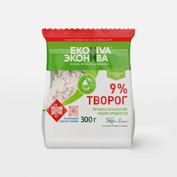 Творог 9% 300 г, Эконива