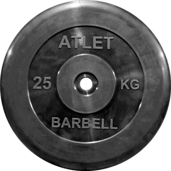 Диск обрезиненный черный Atlet Barbell d-26 25 кг