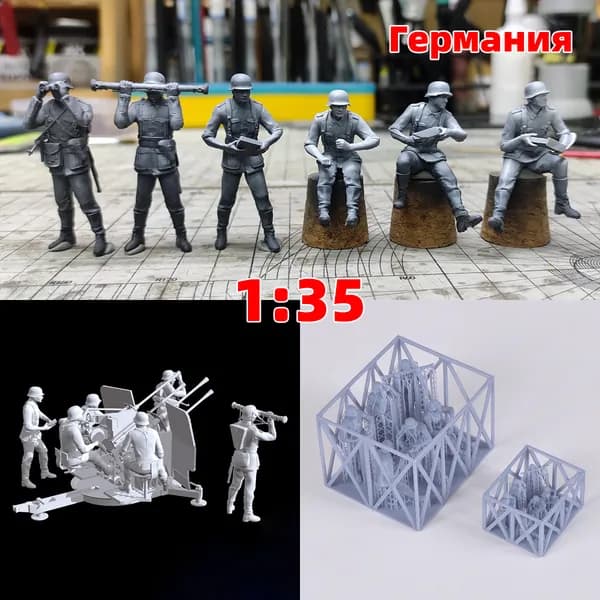 3Dпечать, фигурки солдат из смолы, немецкие модельнаборы, масштаб 1/35, неокрашенные, требуют самостоятельной сборки
