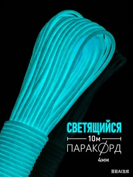 Паракорд для плетения 550 светящийся - 10 м зеленый