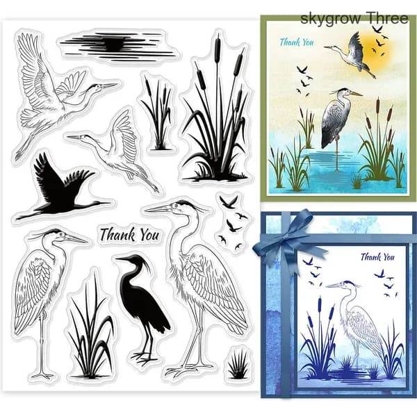 1 шт. Прозрачные штампы Heron с силуэтом болота и озера, силиконовые прозрачные печати